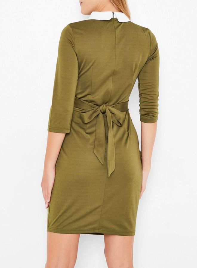 High Streets Embellished Collar Dress Olive  - Image 2