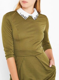 Embellished Collar Dress Olive - v1597664059/N33005892V_4