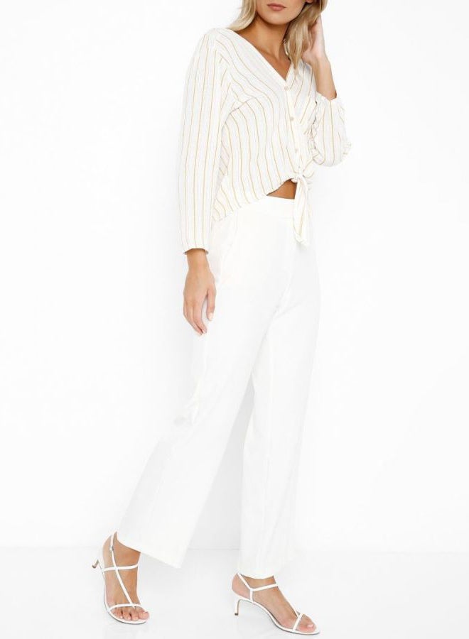 High Streets Striped Front Tie Top Mustard  - Image 3