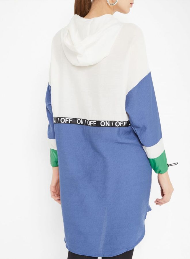High Streets Paneled Front Pouch Tunic Blue/White - Image 2