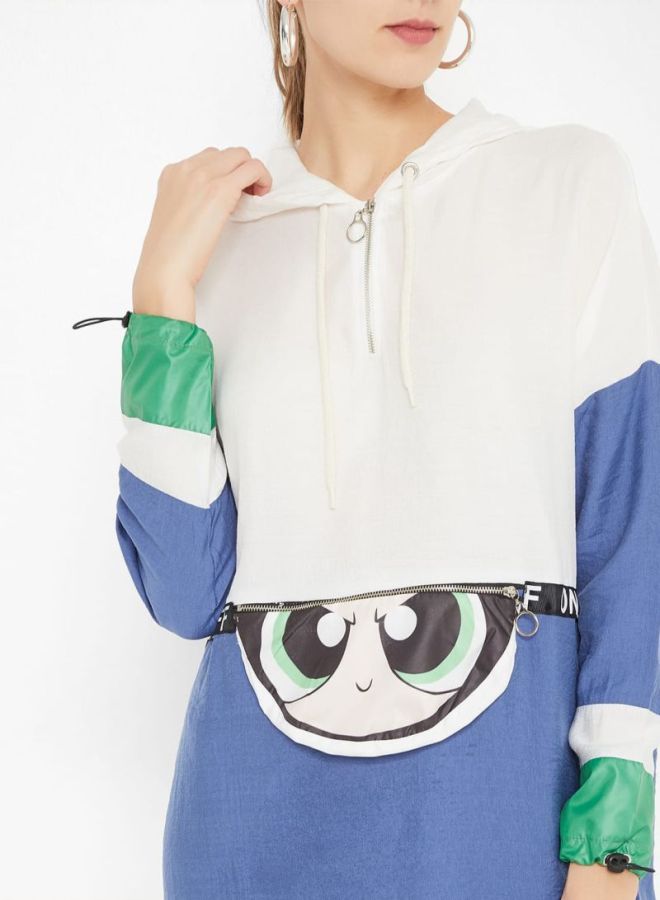 High Streets Paneled Front Pouch Tunic Blue/White - Image 4