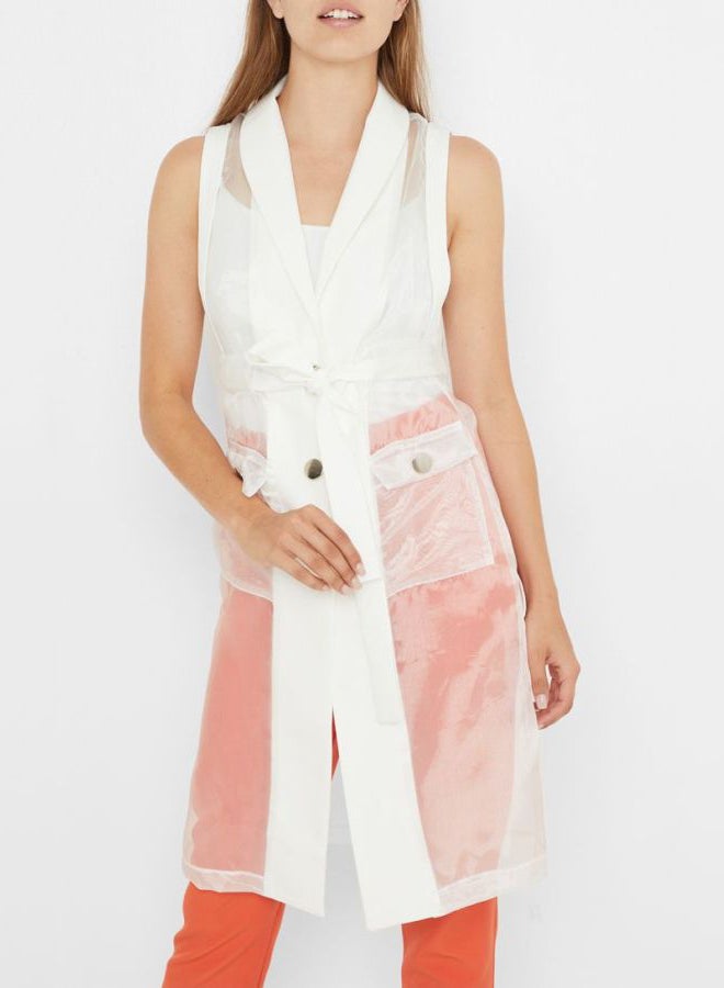 High Streets Sheer Longline Jacket White  - Image 1