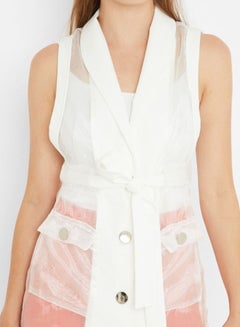 High Streets Sheer Longline Jacket White  - Image 4