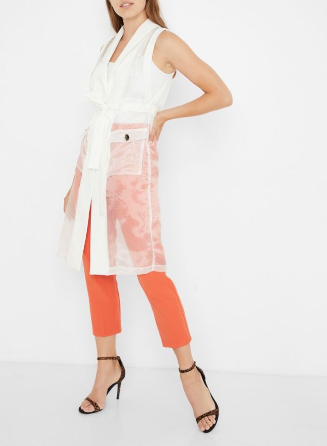High Streets Sheer Longline Jacket White  - Image 3