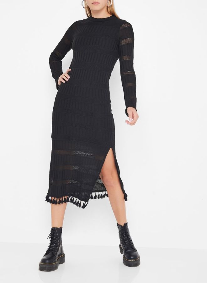 High Streets Tassel Detailed Midi Dress Black - Image 1