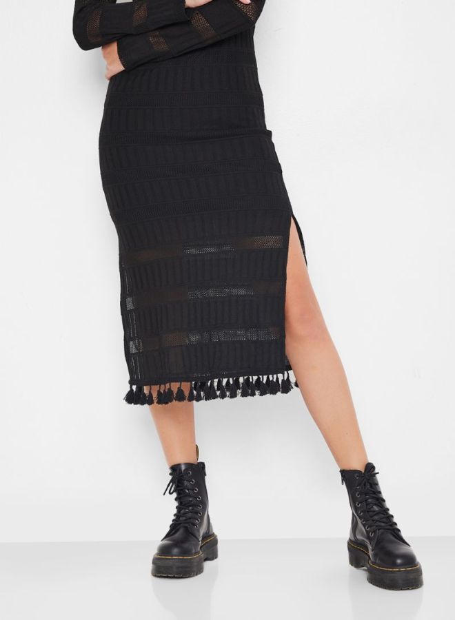 High Streets Tassel Detailed Midi Dress Black - Image 4