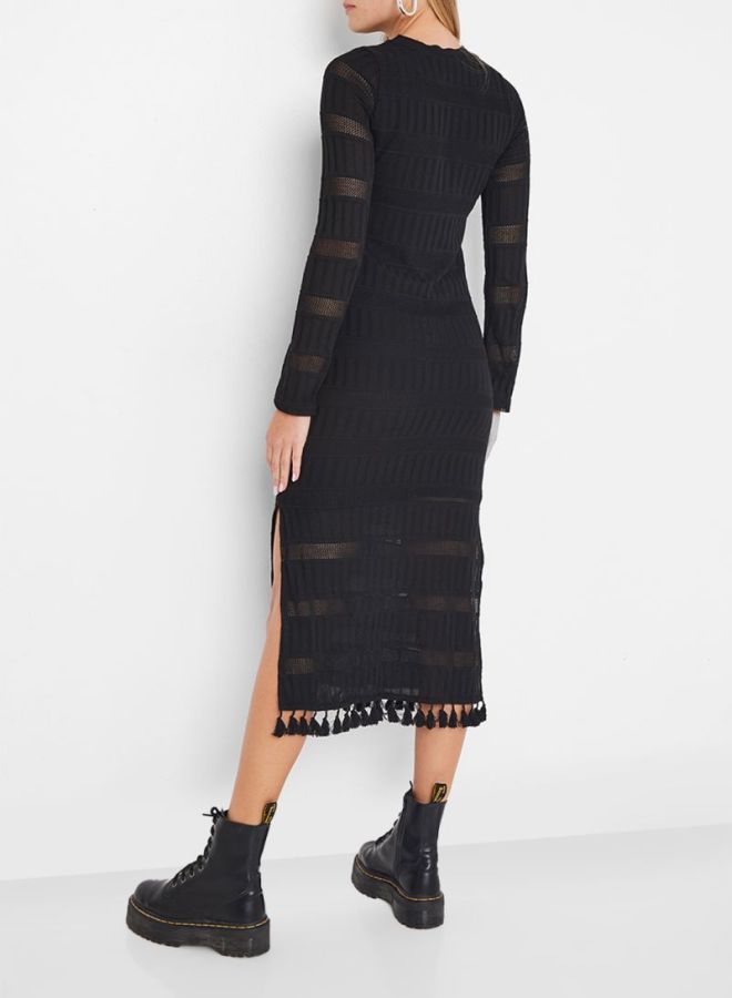 High Streets Tassel Detailed Midi Dress Black - Image 2
