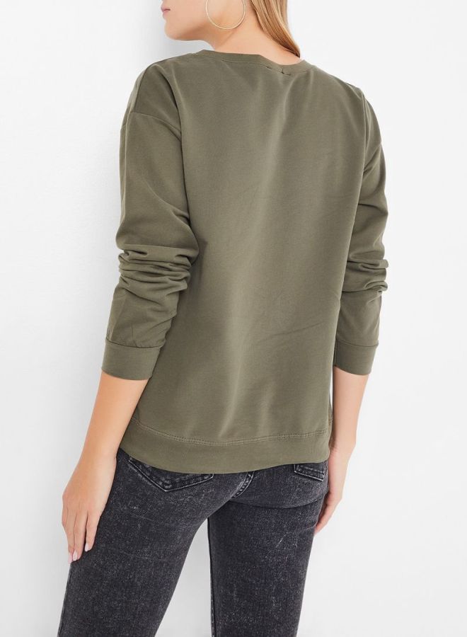 High Streets - Shoes Printed Embellished Sweatshirt Green - Image 1
