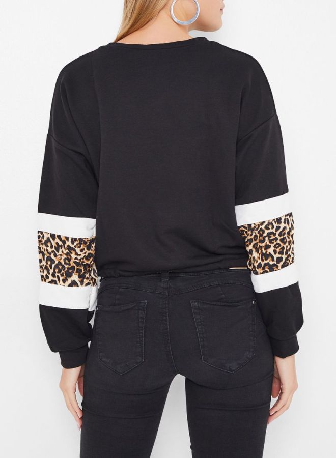 High Streets Leopard Print Sweatshirt Black/Yellow/White  - Image 2