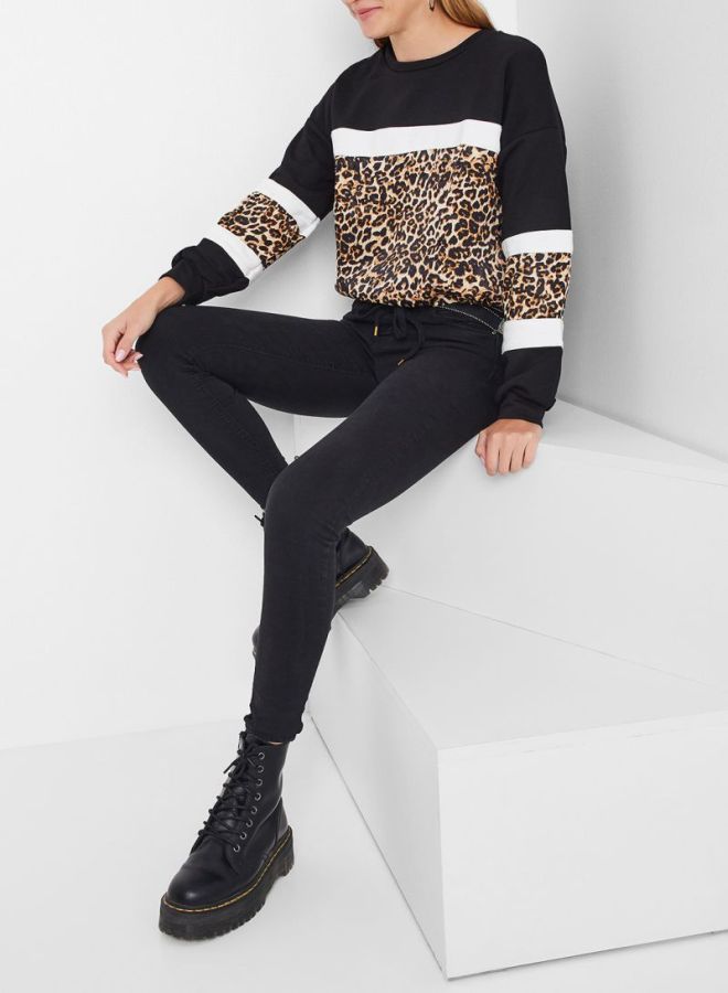 High Streets Leopard Print Sweatshirt Black/Yellow/White  - Image 3