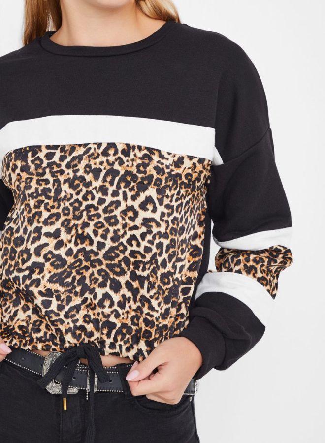 High Streets Leopard Print Sweatshirt Black/Yellow/White  - Image 4