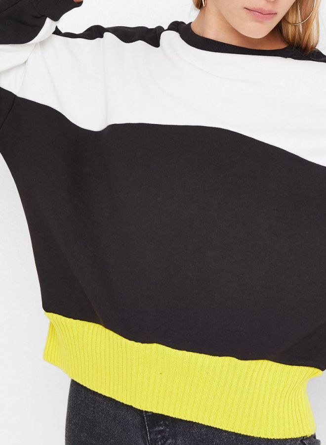High Streets Contrast Paneled Sweatshirt Black/White  - Image 4