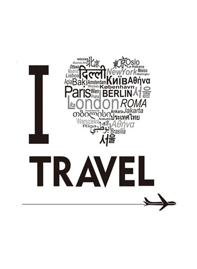 ملصق جداري قابل للفصل يمكنك أن تلصقه بنفسك بتصميم عبارة "I love Travel" بلون أسود لزينة حجرة المعيشة أسود 50x70سم - Image 1