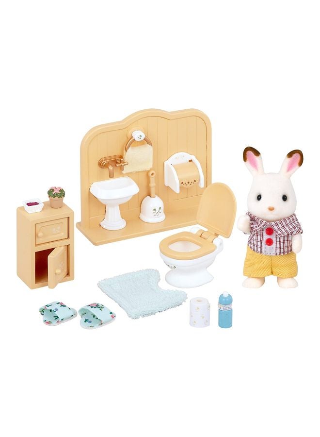 Sylvanian Families Chocolate Rabbit Brother Washroom Set SF5015 - Image 1