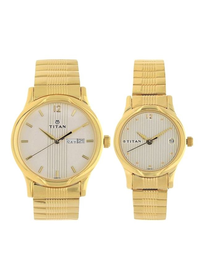 TITAN - unisex Water Resistant Analog Couple Watch Set 15802490YM04 - Image 1