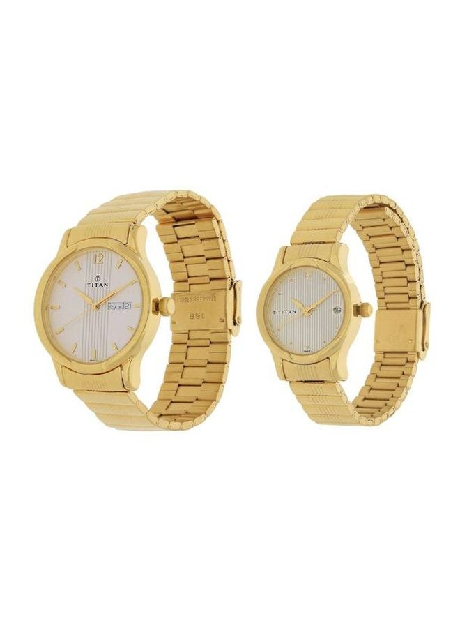 TITAN - unisex Water Resistant Analog Couple Watch Set 15802490YM04 - Image 1