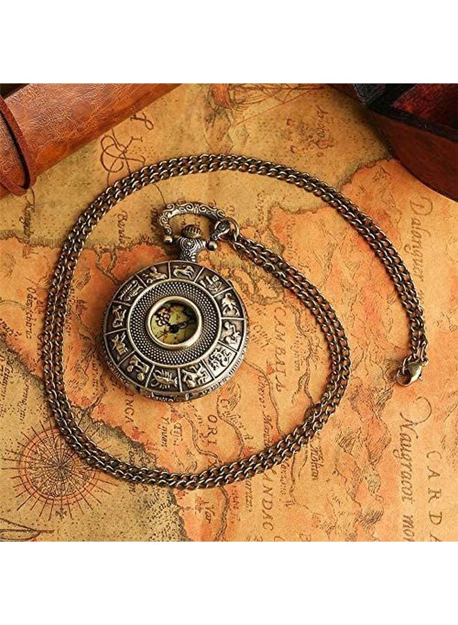 Generic - unisex Analog Pocket Watch With Chain Zodiac Sign-PV-12 - Image 1