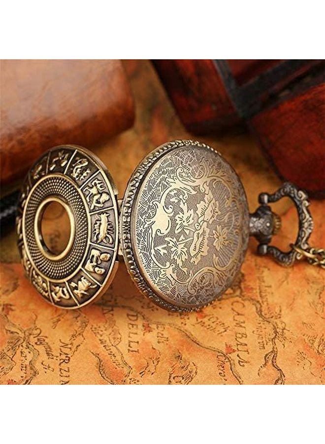 Generic - unisex Analog Pocket Watch With Chain Zodiac Sign-PV-12 - Image 1