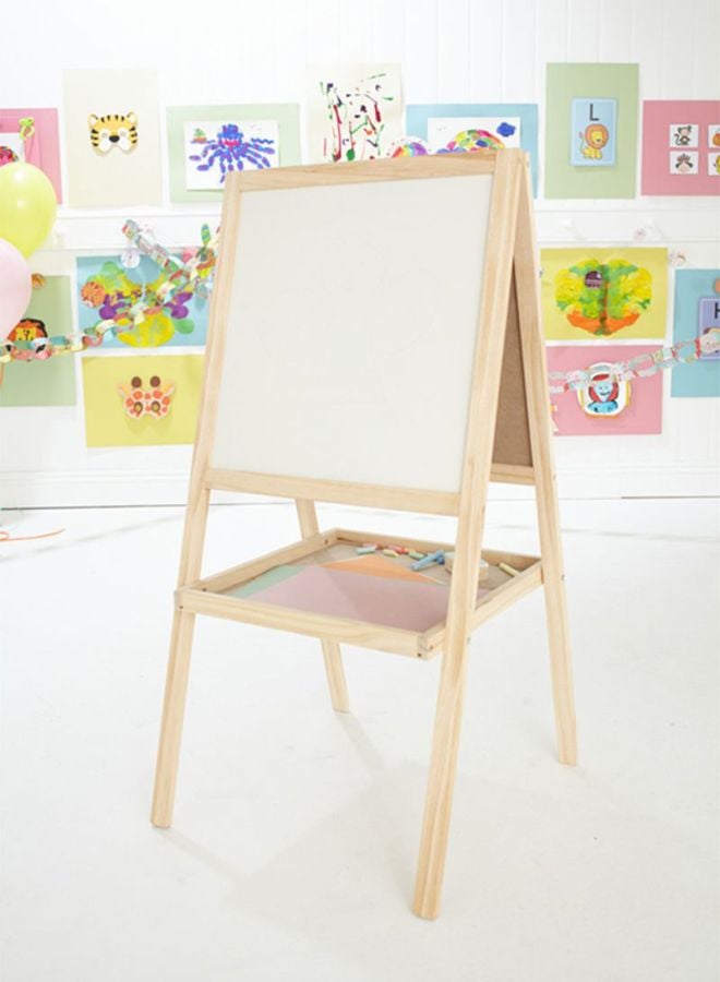 ELC - Wooden Double Sided Whiteboard Easel Beige/Black/White - Image 1