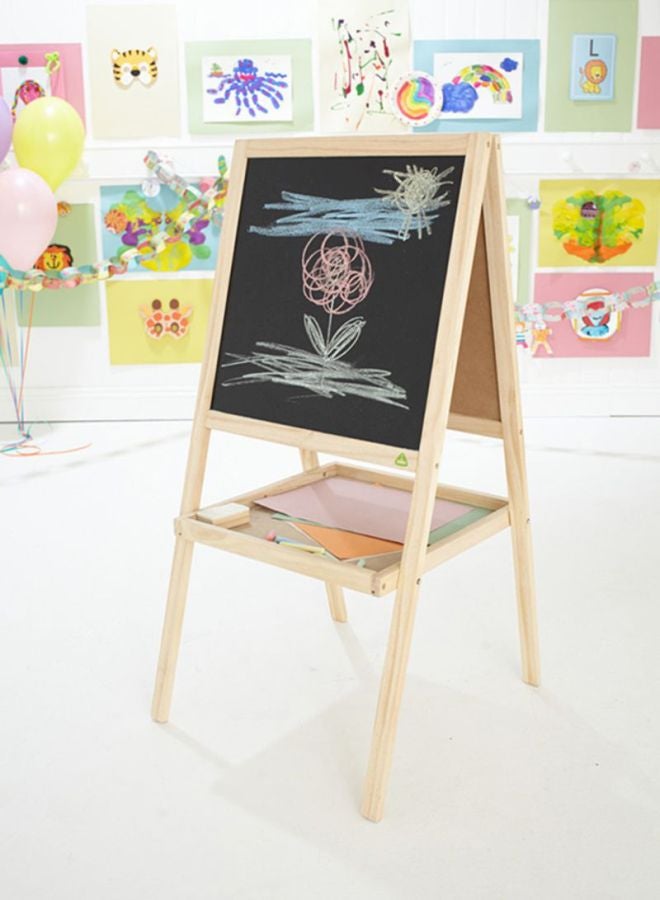ELC - Wooden Double Sided Whiteboard Easel Beige/Black/White - Image 1