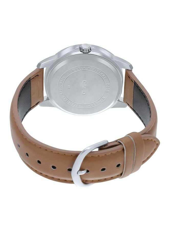 CASIO Men's Leather Analog Watch MTP-V004L-1B2 - Image 2