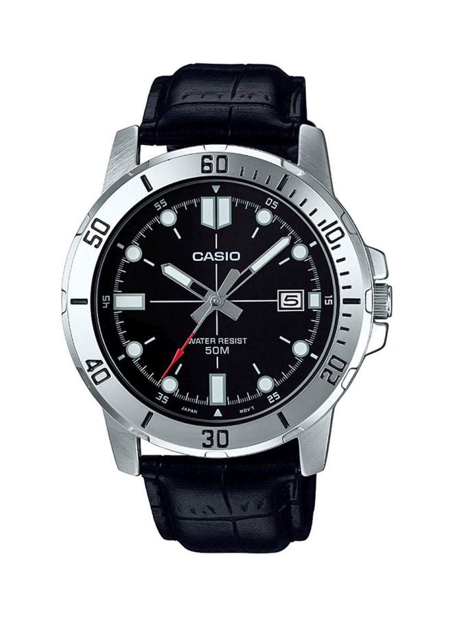 كاسيو ساعة يد إنتايسر بعقارب وسوار من الجلد طراز MTP-VD01L-1E للرجال - Image 1