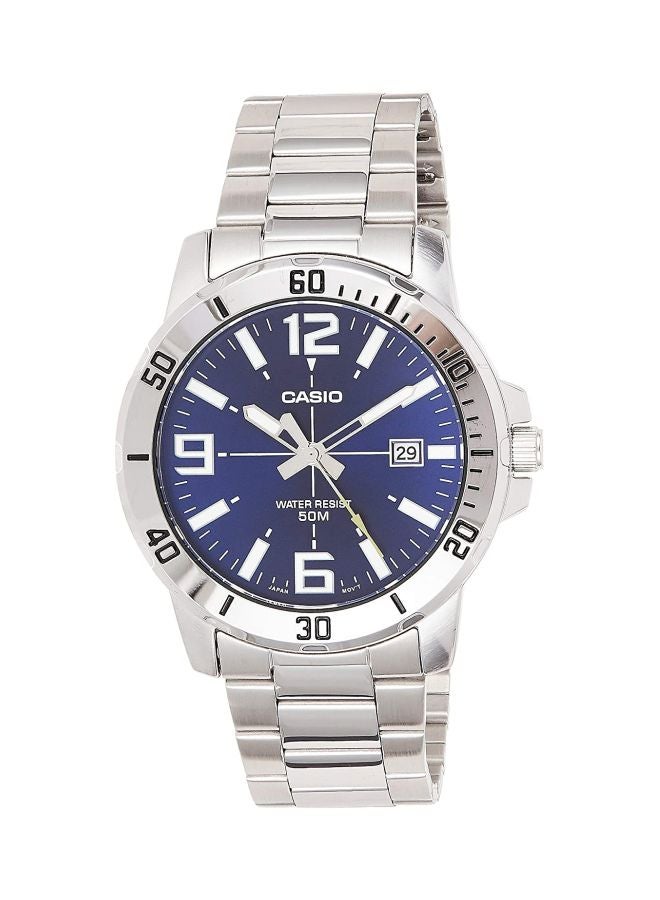 كاسيو ساعة يد بعقارب مقاومة للماء طراز MT- 01D-2B - قياس 45 مم - لون فضي للرجال - Image 1