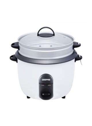 Automatic Rice Cooker - Steam Vent Lid & Simple One Touch Operation |Make Rice, Steam Healthy Food & Vegetables, 3 In 1 Functions, Tempered Glass LID 1.5 L 500.0 W GRC35011 White/Black/Clear - v1597680648/N38839648A_1