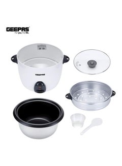 GEEPAS Automatic Rice Cooker - Steam Vent Lid & Simple One Touch Operation |Make Rice, Steam Healthy Food & Vegetables, 3 In 1 Functions, Tempered Glass LID 1.5 L 500.0 W GRC35011 White/Black/Clear  - Image 3