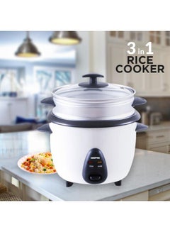 GEEPAS Automatic Rice Cooker - Steam Vent Lid & Simple One Touch Operation |Make Rice, Steam Healthy Food & Vegetables, 3 In 1 Functions, Tempered Glass LID 1.5 L 500.0 W GRC35011 White/Black/Clear  - Image 4