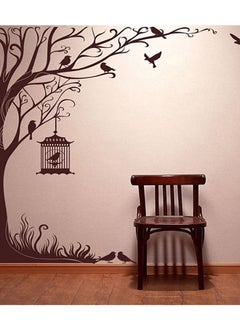 Tree With Cage And Birds Self Adhesive  Wall Sticker Brown 60 x 45cm - v1597683426/N39702966A_1