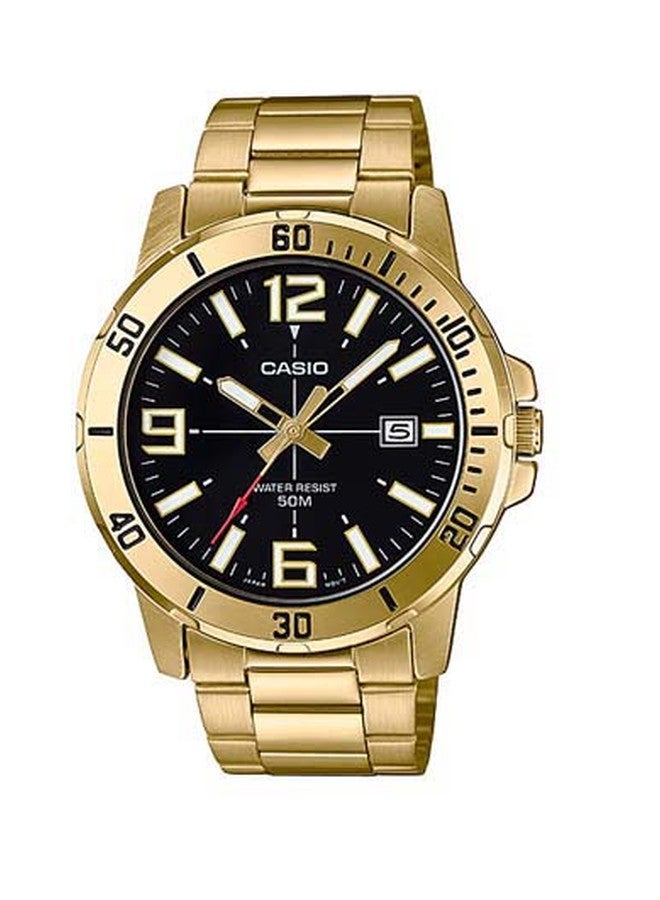 CASIO Men's Enticer Analog Watch MTP-VD01G-1B - 45 mm - Gold - Image 1