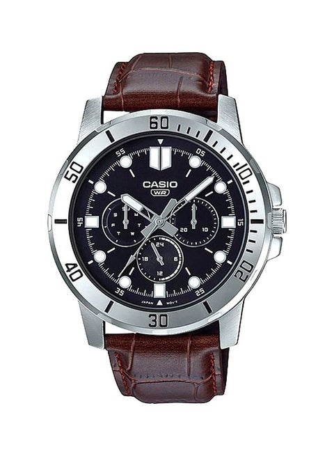 Men's Enticer Water Resistant Analog Watch MTP-VD300L-1E - 49 mm - Brown