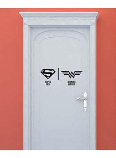 Superman And Wonder Woman Self Adhesive Wall Sticker Black 20 x 45cm