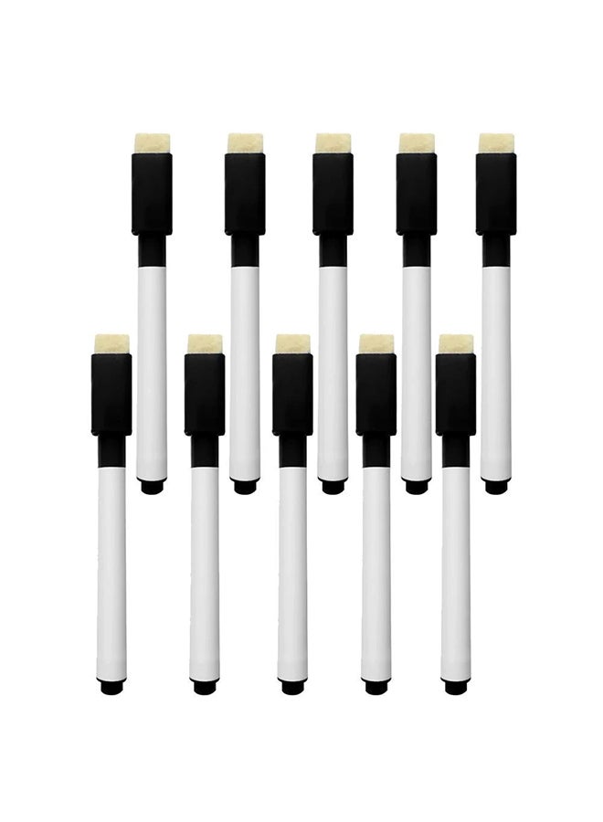 Generic 10-Piece Whiteboard Erasable Markers Black Ink For Kids 