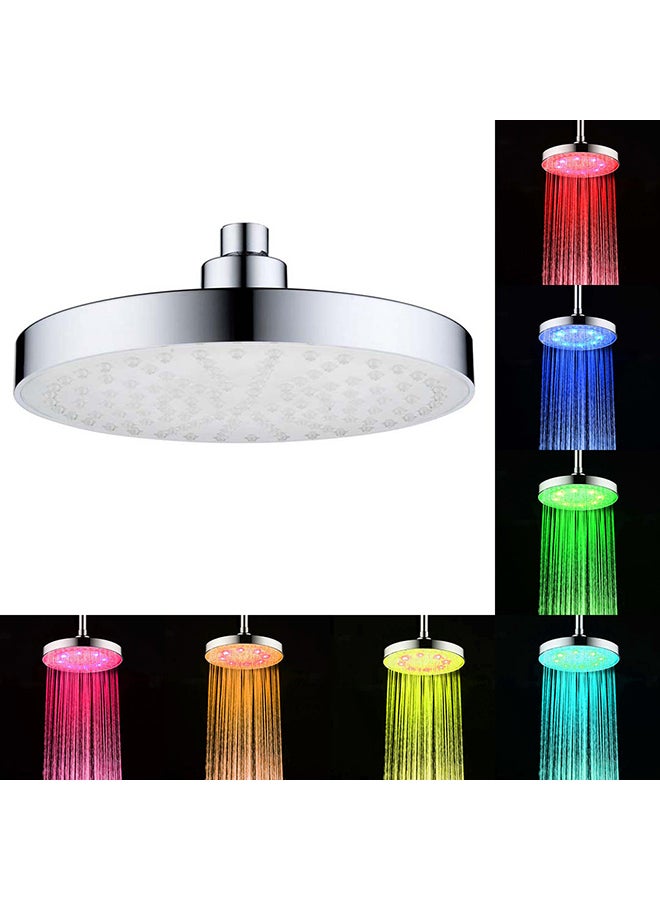 Automatic 8 LEDs 3 Colors Changing Light Shower Head Round Circle Design Bath Sprinkler silver 21x8x21cm  - Image 5