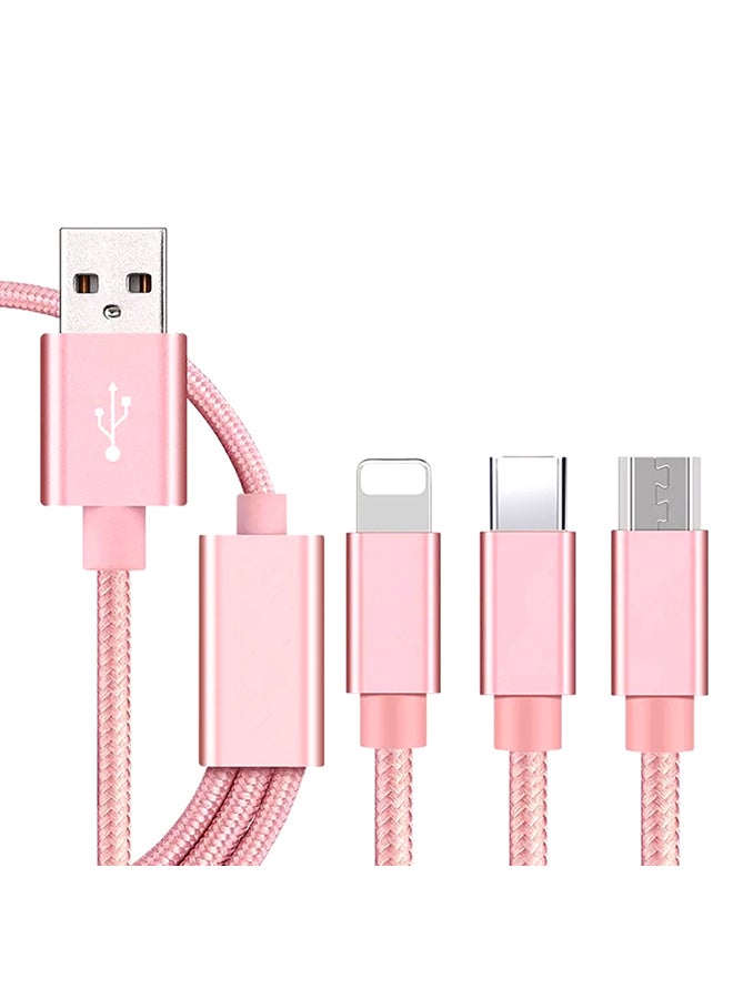 3-In-1 USB Charging Cable Rose Gold - Image 1