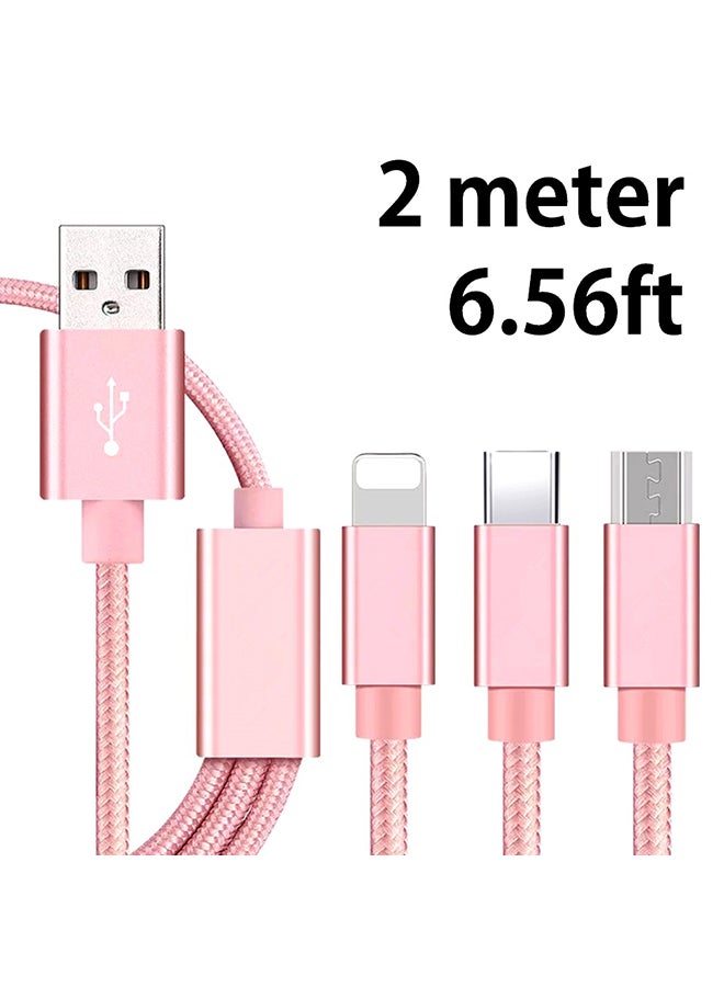 3-In-1 USB Charging Cable Rose Gold - Image 2