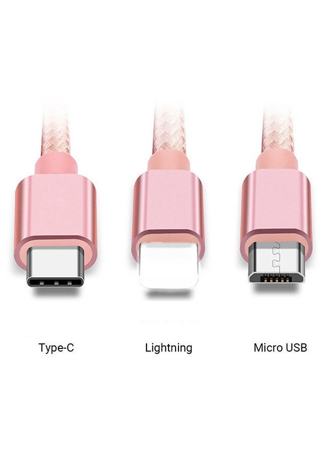 3-In-1 USB Charging Cable Rose Gold - Image 3