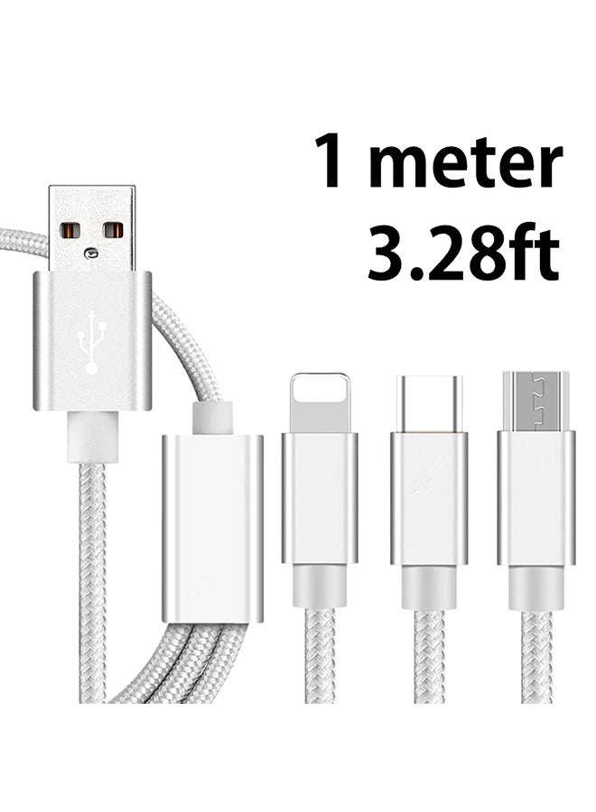 3-In-1 USB Charging Cable Silver - Image 2