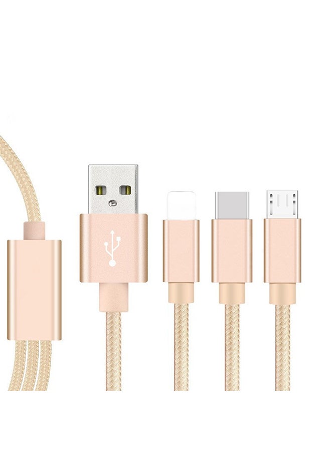 3-In-1 USB Charging Cable Gold - Image 1