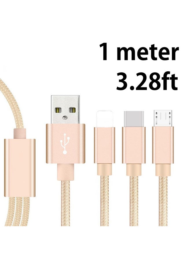 3-In-1 USB Charging Cable Gold - Image 2