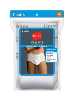 Hanes Pack Of 7 Ultimate Full-Cut Pre Shrunk Briefs White  - Image 2