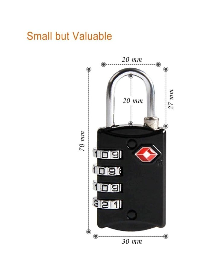 4-Digit Combination Steel Luggage Lock Black/Silver  - Image 2