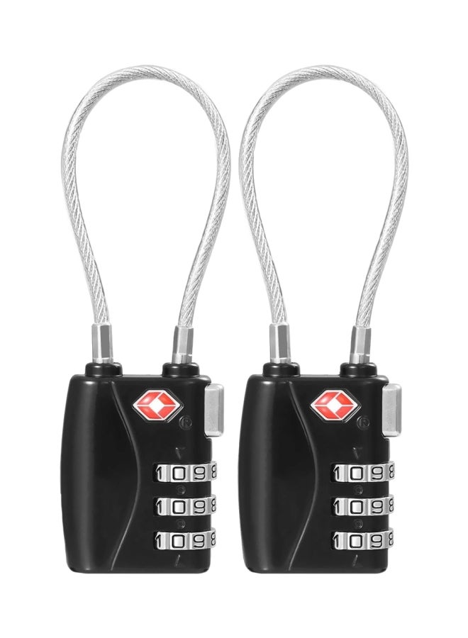 Pack Of 2 3-Digit Security Luggage Locks Black/Silver  - Image 1
