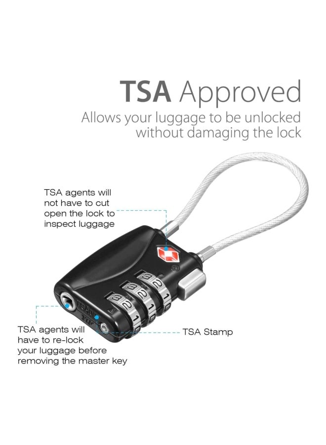 Pack Of 2 3-Digit Security Luggage Locks Black/Silver  - Image 2