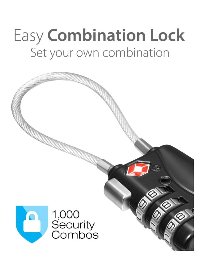 Pack Of 2 3-Digit Security Luggage Locks Black/Silver  - Image 3