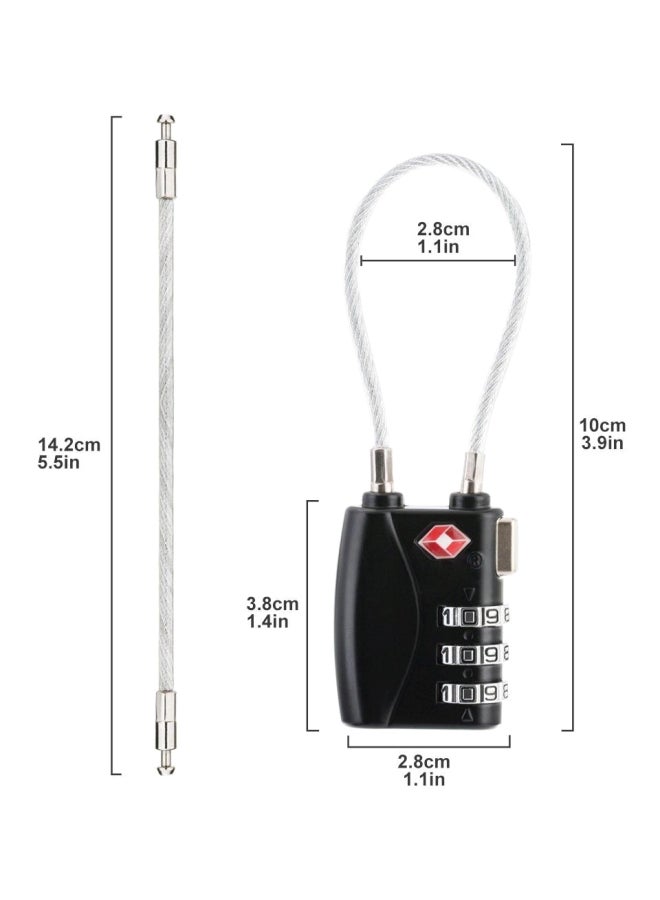 3-Digit Password Security Luggage Lock Black/Silver  - Image 2