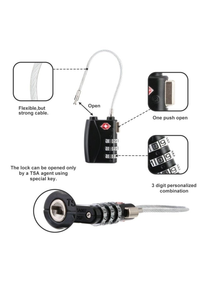 3-Digit Password Security Luggage Lock Black/Silver  - Image 3