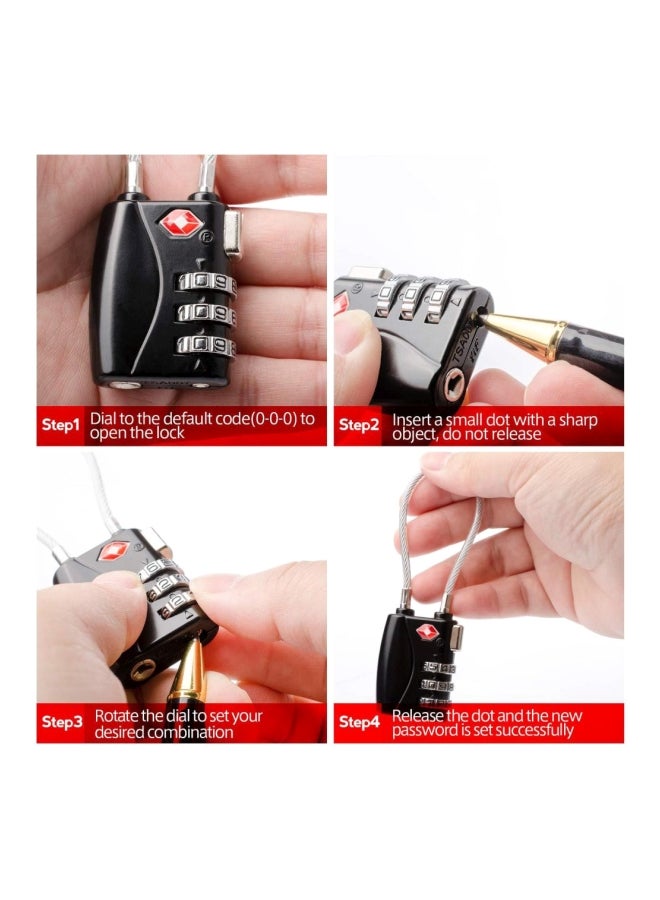3-Digit Password Security Luggage Lock Black/Silver  - Image 4